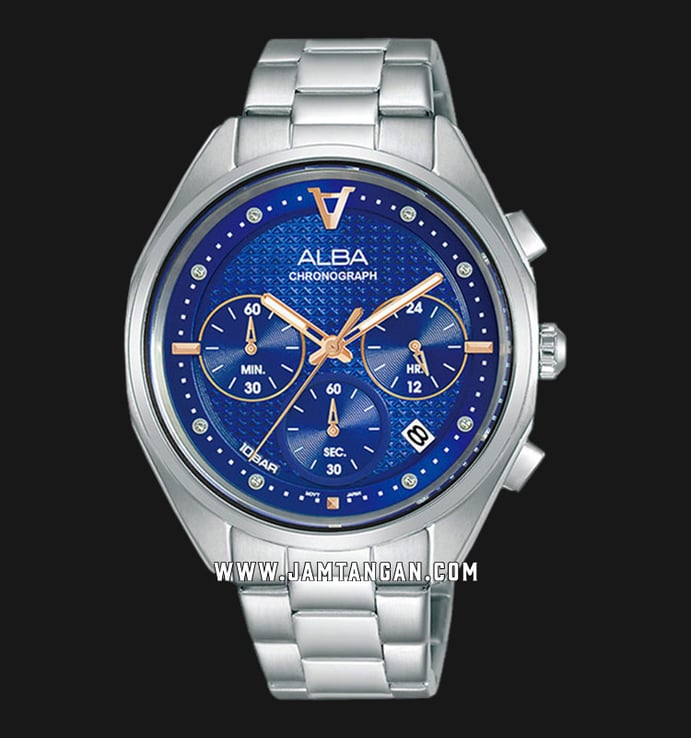 Alba AT3G91X1 Men Blue Patterned Dial Stainless Steel Strap