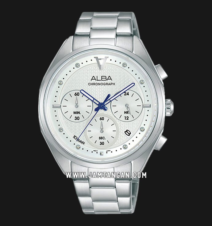 Alba AT3G93X1 Men Silver Patterned Dial Stainless Steel Strap