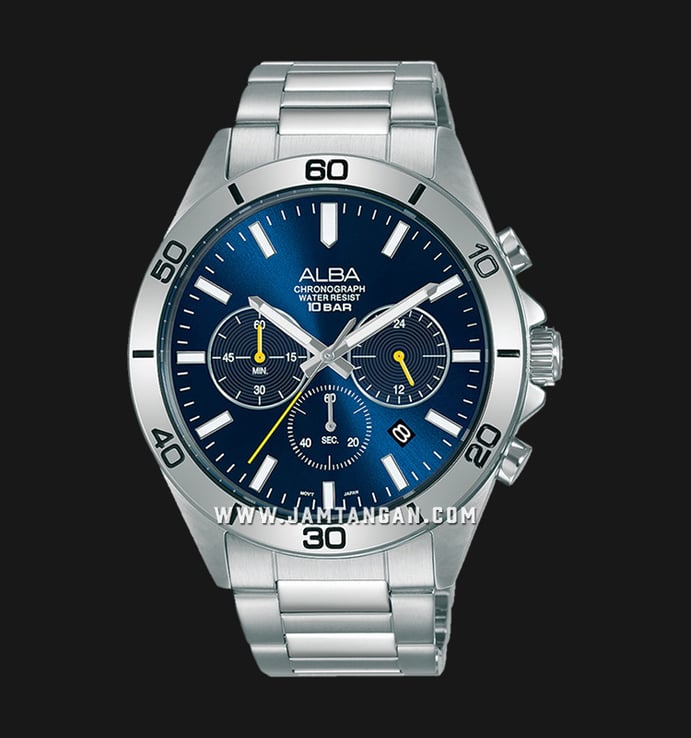 Alba Active AT3H25X1 Chronograph Men Blue Dial Stainless Steel Strap