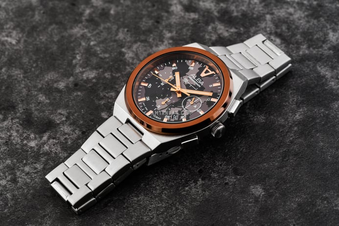Alba Signa AT3H49X1 Chronograph Brown Patterned Dial Stainless Steel Strap