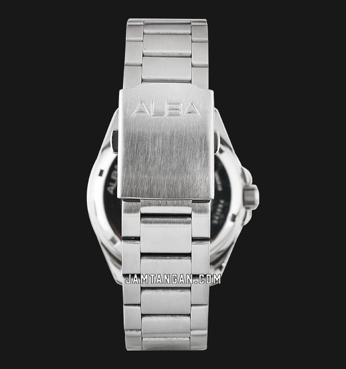 Alba Mechanical AU4031X1 Automatic Men Black Translucent Layered Dial Stainless Steel Strap