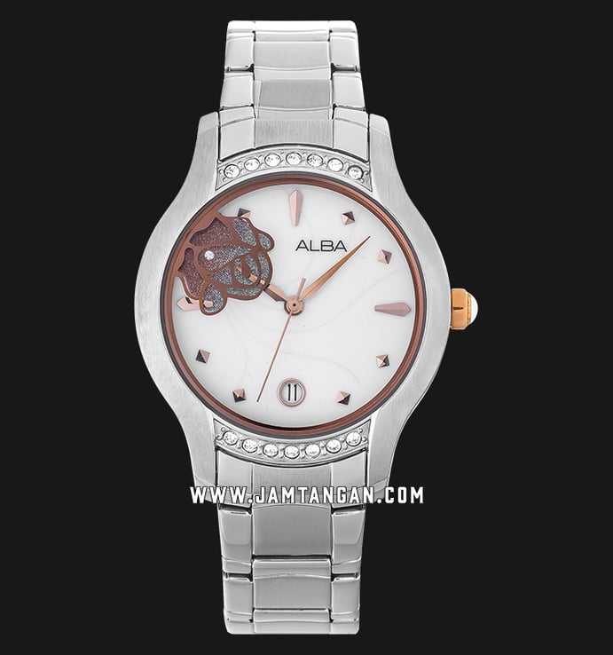 Alba AXDT13X1 White Dial Stainless Steel