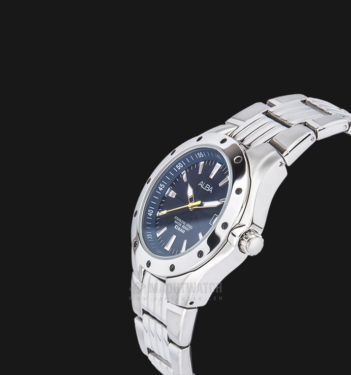 Alba AXHD41X1 Man Blue Pattern Dial Stainless Steel Watch
