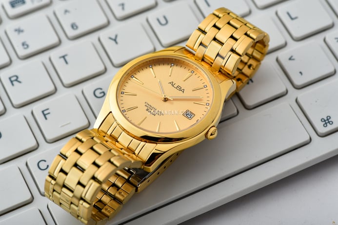 Alba AXHK84X1 Gold Dial Gold Stainless Steel Strap