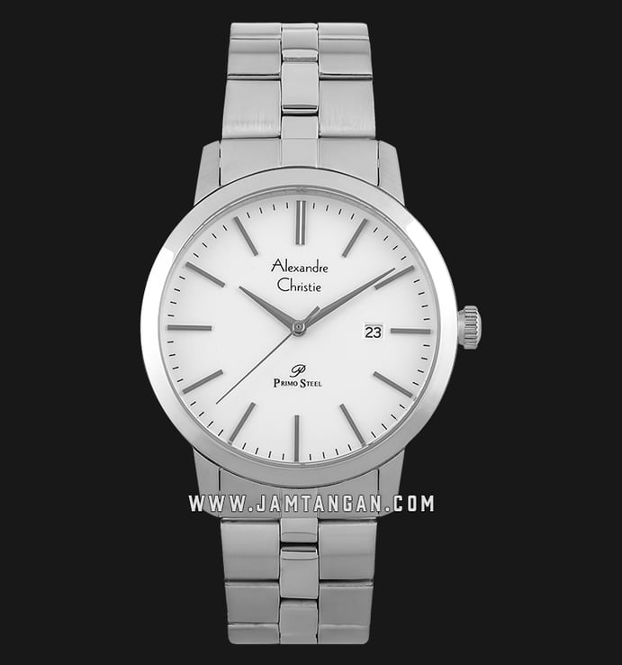 Alexandre Christie Primo Steel AC 1007 MD BSSSL Men White Dial Stainless Steel Strap