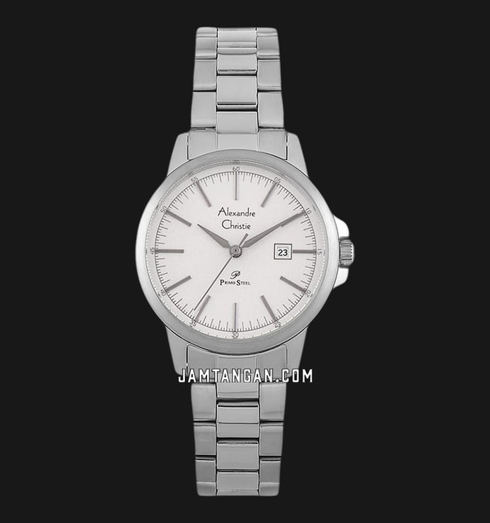 Alexandre Christie Primo Steel AC 1008 LD BSSSL Ladies White Dial Stainless Steel Strap