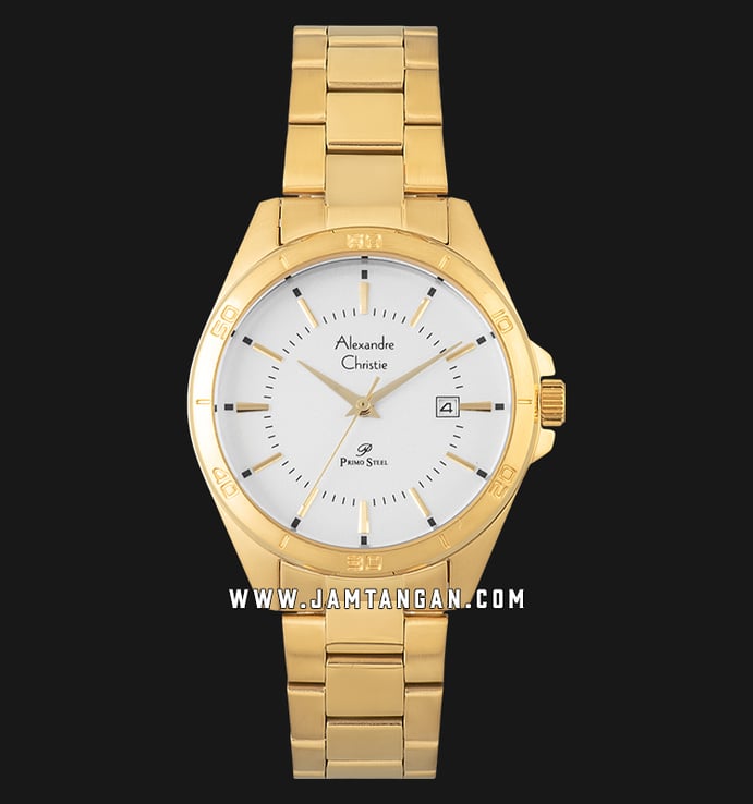 Alexandre Christie Primo Steel AC 1011 LD BGPSL Ladies Silver Dial Gold Stainless Steel Strap