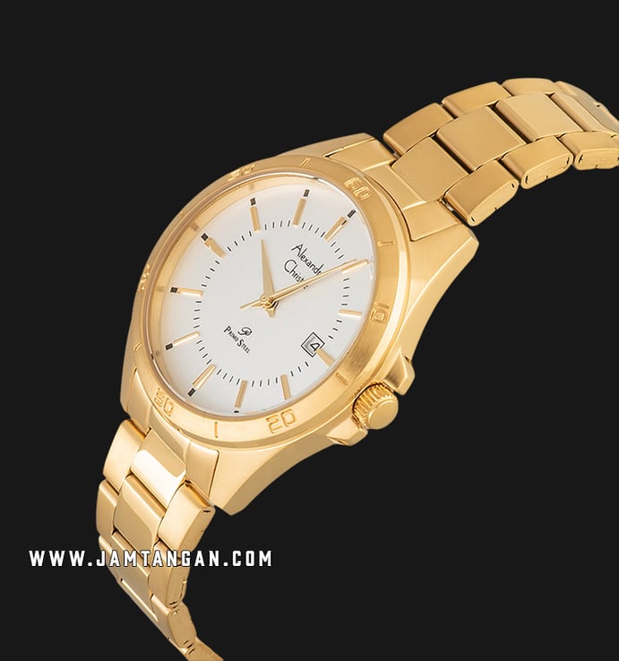 Alexandre Christie Primo Steel AC 1011 LD BGPSL Ladies Silver Dial Gold Stainless Steel Strap