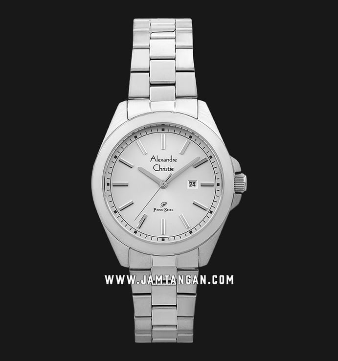 Alexandre Christie Primo Steel AC 1015 LD BSSSL Ladies Silver Dial Stainless Steel Strap