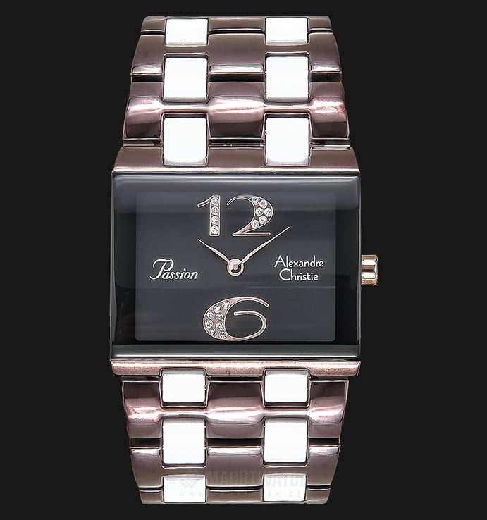Alexandre Christie AC 2182 LH BBNBA Passion Ladies Black Dial Stainless Steel With Ceramic Strap
