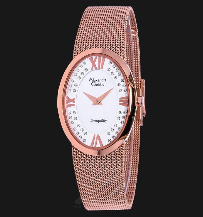 Alexandre Christie AC 2280 LH BRGSL Ladies White Dial Rose Gold Stainless Steel