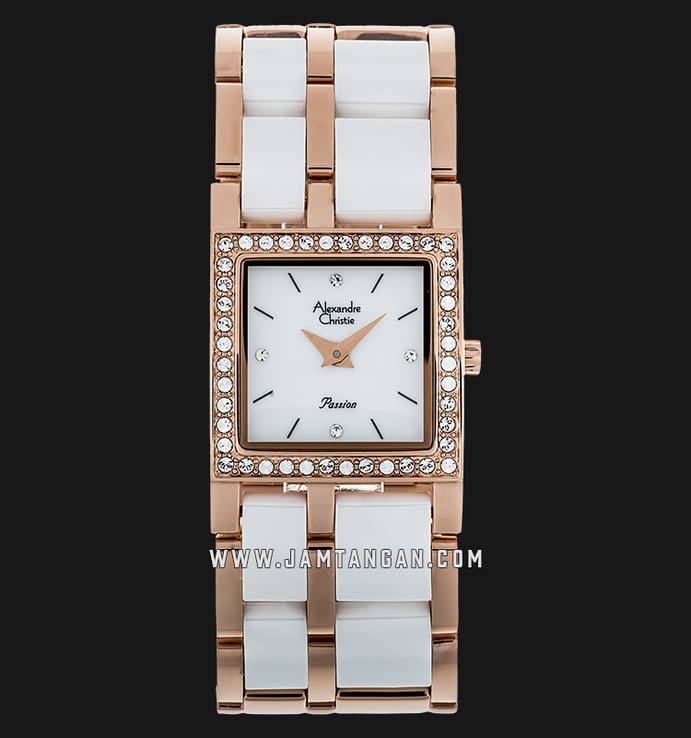 Alexandre Christie Passion AC 2314 LH BRGSL White Dial Dual Tone Stainless Steel With Ceramic Strap
