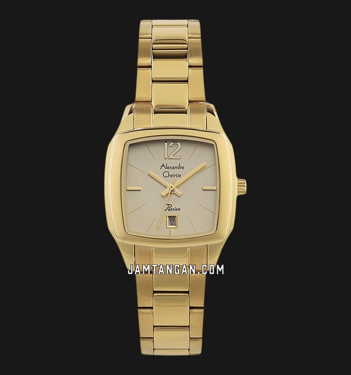 Alexandre Christie Passion AC 2454 LD BGPIV Ladies Gold Dial Gold Stainless Steel Strap