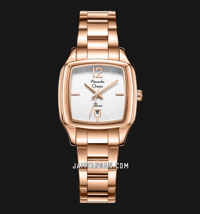 Alexandre Christie Passion AC 2454 LD BRGSL Ladies White Dial Rose Gold Stainless Steel Strap