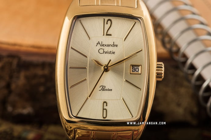 Alexandre Christie AC 2456 LD BGPIV Ladies Passion Gold Dial Gold Stainless Steel Strap