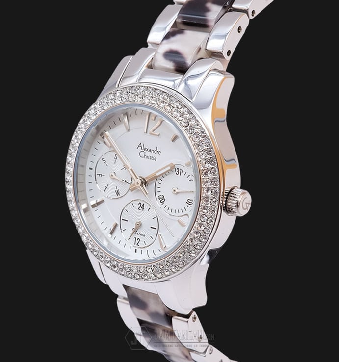 Alexandre Christie Passion AC 2463 BF BSSSLBA Ladies White Dial Stainless Steel with Acetate Strap