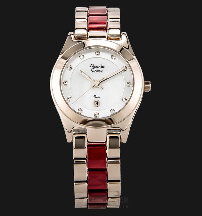 Alexandre Christie AC 2477 LD BCGMSRE Ladies Silver Dial Dual-tone St. Steel with Ceramic Strap