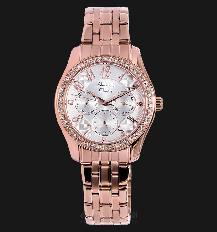 Alexandre Christie AC 2497 BF BRGSL Ladies White Dial Rose Gold Stainless Steel