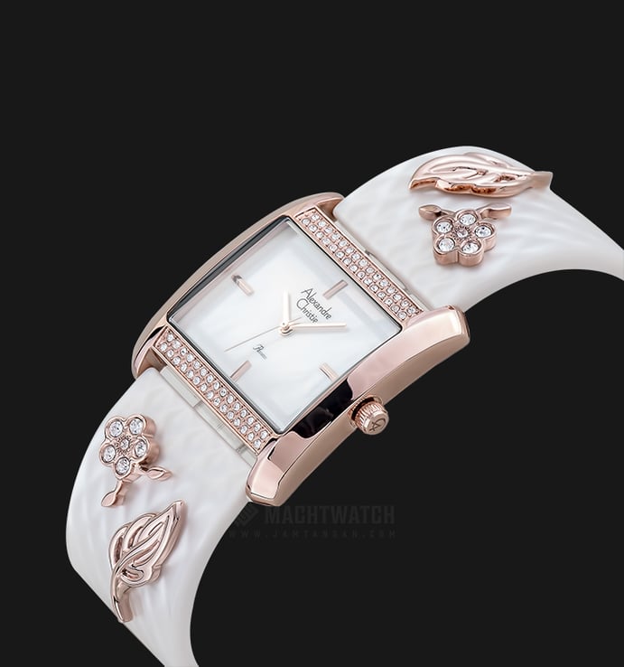 Alexandre Christie AC 2504 LH BRGMSSL Ladies Mother of Pearl Dial Stainless Steel with Ceramic Strap