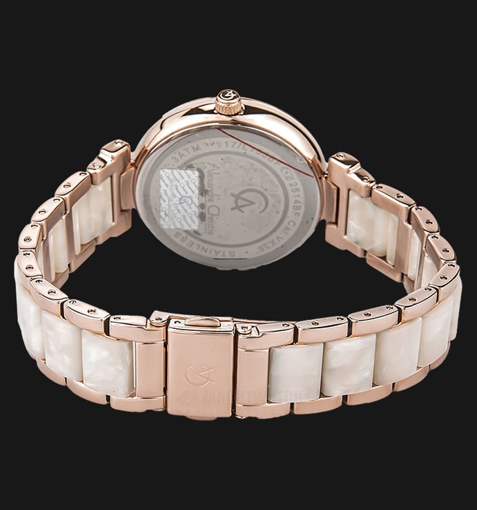 Alexandre Christie AC 2514 BF BRGSL Ladies White Pattern Dial Dual Tone Stainless Steel Strap