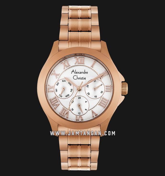 Alexandre Christie AC 2538 BF BRGSL Ladies Silver Dial Rose Gold Stainless Steel