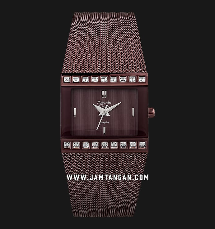 Alexandre Christie Tranquility AC 2561 LH BBNBO Ladies Maroon Dial Stainless Steel Strap