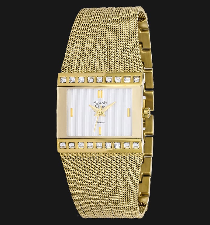Alexandre Christie Tranquility AC 2561 LH BGPSL Ladies White Dial Gold Stainless Steel Strap