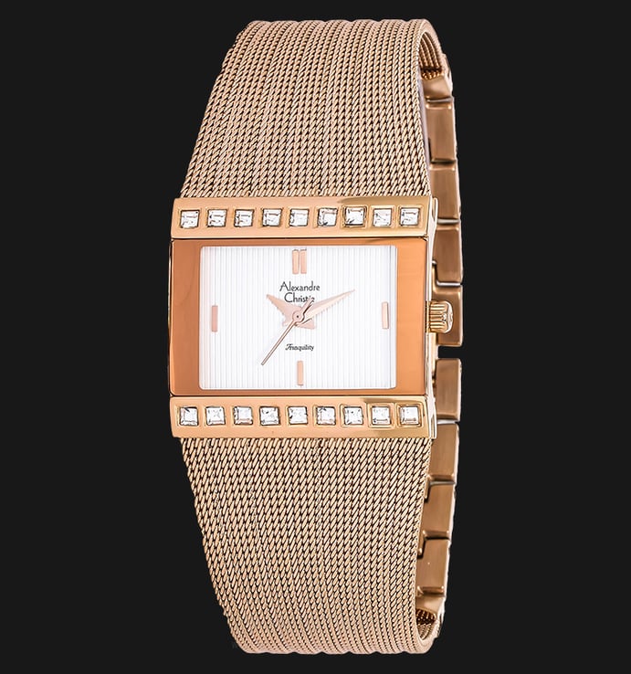 Alexandre Christie Tranquility AC 2561 LH BRGSL Ladies White Dial Rose Gold Stainless Steel Strap