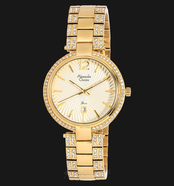 Alexandre Christie AC 2584 LD BGPIV Ladies Passion Sunray Dial Gold Stainless Steel