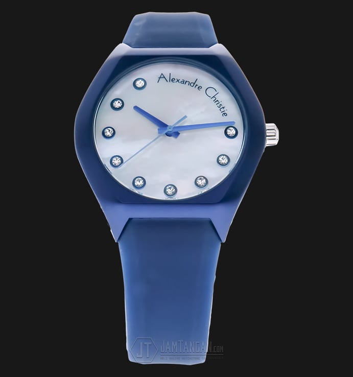 Alexandre Christie AC 2604 LH RBUMS Mother Of Pearl Dial Blue Rubber Strap