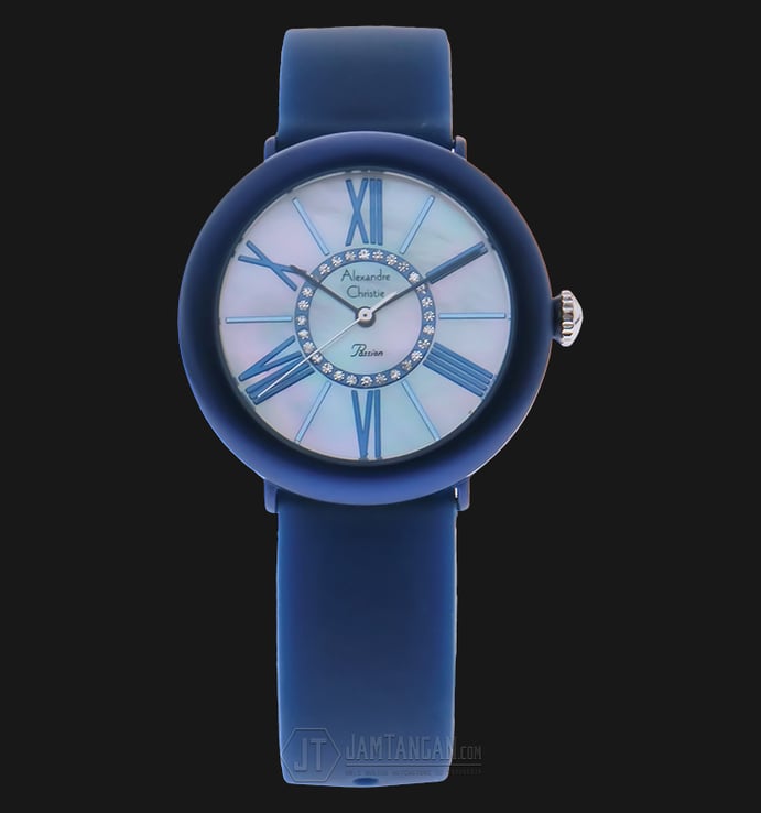 Alexandre Christie AC 2605 LH LBUMS Mother Of Pearl Dial Blue Rubber Strap