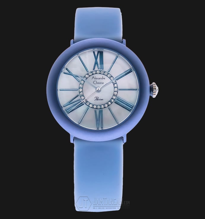 Alexandre Christie AC 2605 LH LLBMS Mother Of Pearl Dial Blue Rubber Strap
