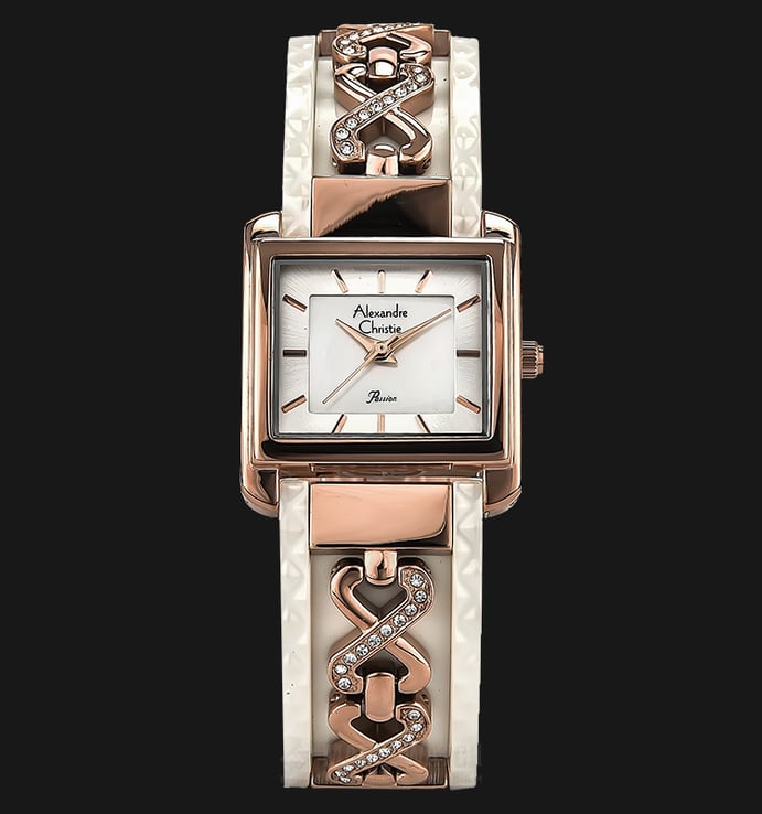 Alexandre Christie AC 2611 LH BRGMS Ladies Silver Dial Dual Tone St. Steel with Ceramic Strap