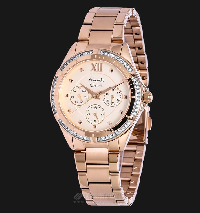 Alexandre Christie AC 2644 BF BRGRG Ladies Rose Gold Dial Stainless Steel Strap