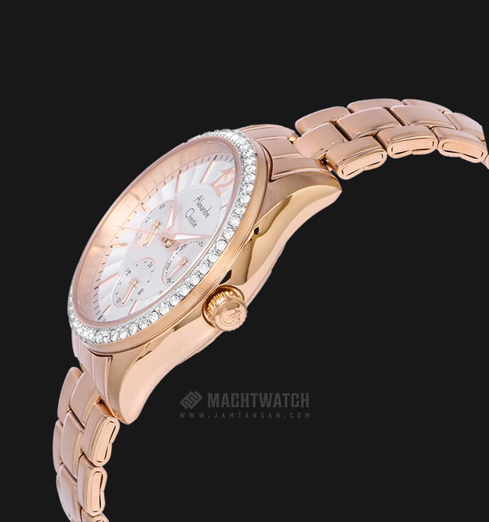 Alexandre Christie AC 2645 BF BRGSL Ladies Silver Dial Rose Gold Stainless Steel Strap