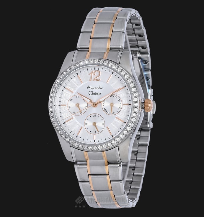 Alexandre Christie AC 2645 BF BTRSL Ladies Silver Dial Dual Tone Stainless Steel Strap