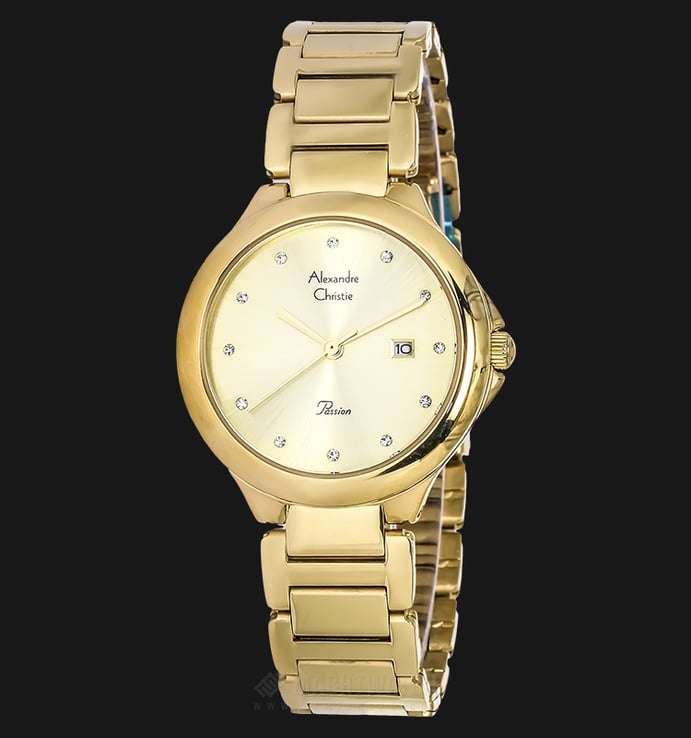 Alexandre Christie AC 2657 LD BGPIV Ladies Passion Champagne Dial Gold-tone Stainless Steel
