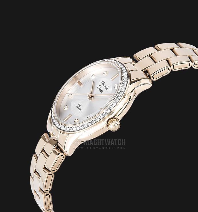 Alexandre Christie AC 2661 LH BGPSL Ladies Silver Dial Gold Stainless Steel Strap