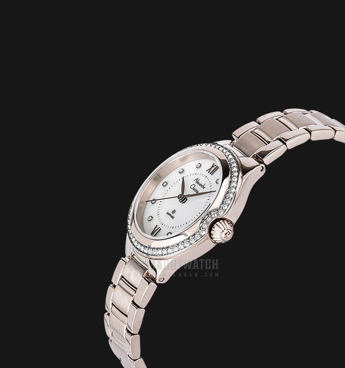 Alexandre Christie AC 2665 LH BCGMS Ladies White Dial Rose Gold Stainless Steel Strap