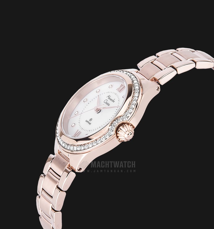 Alexandre Christie AC 2665 LH BRGMS Ladies White Dial Rose Gold Stainless Steel Strap