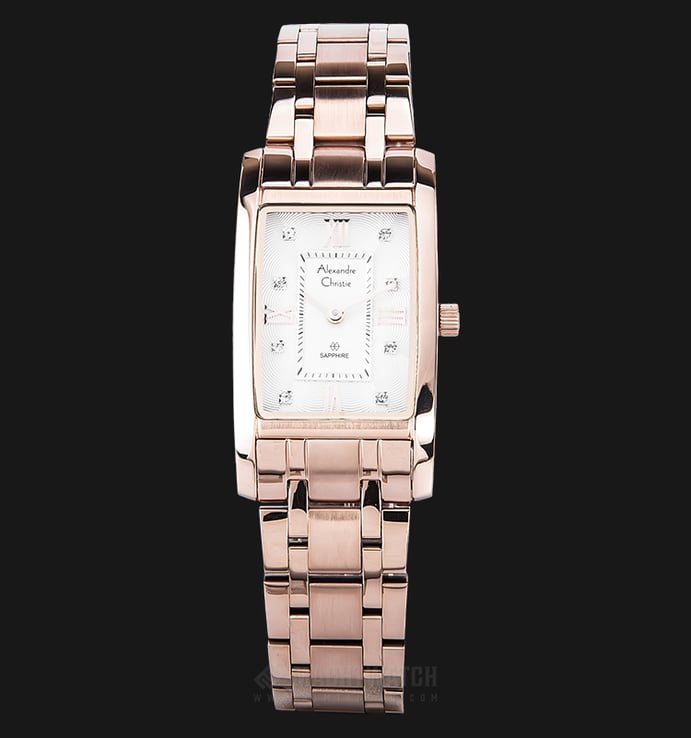 Alexandre Christie AC 2666 LH BRGSL Ladies White Pattern Dial Rose Gold Stainless Steel Strap