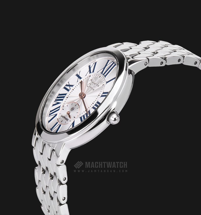 Alexandre Christie AC 2667 LS BSSSL Ladies Sapphire White Dial Stainless Steel