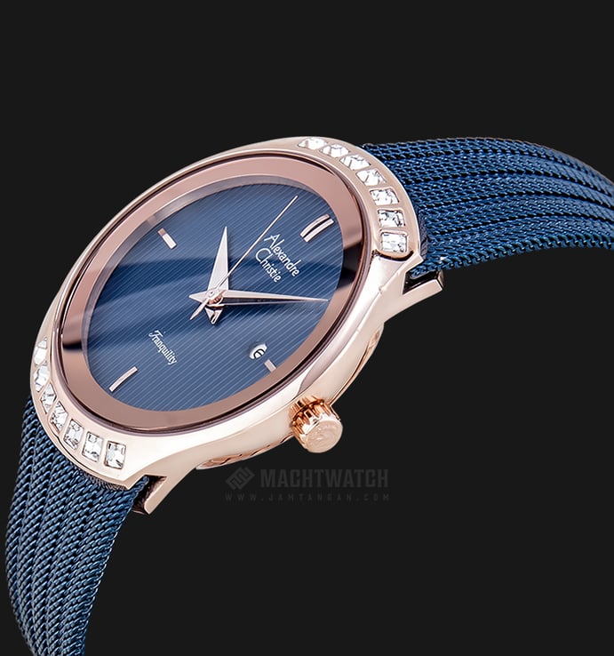Alexandre Christie Tranquility AC 2668 LD BURBU Ladies Blue Pattern Dial Stainless Steel
