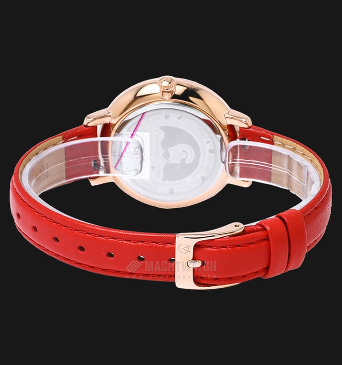 Alexandre Christie AC 2673 BF LRGSLRE Ladies Passion White Dial Red Leather Strap