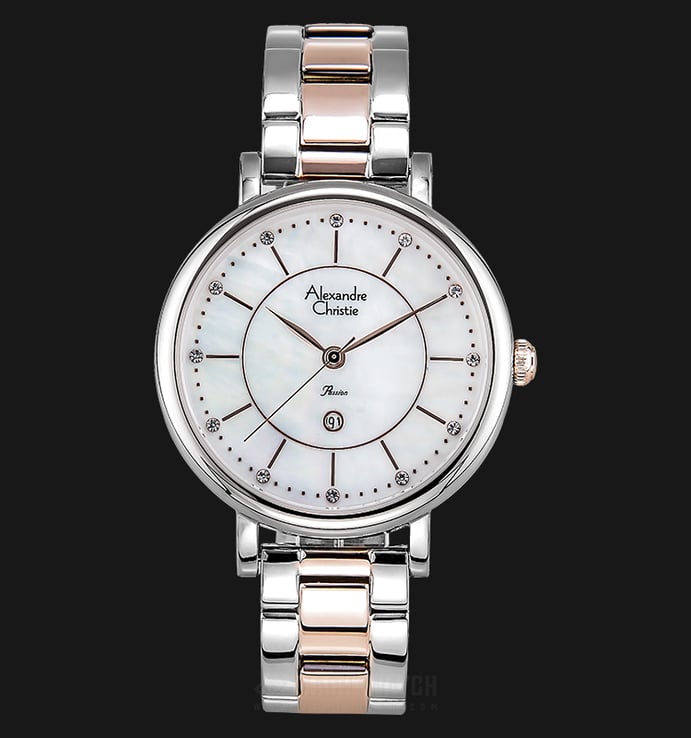 Alexandre Christie ACF 2675 LD BTRMS Ladies Mother of Pearl Dial Dual Tone Stainless Steel