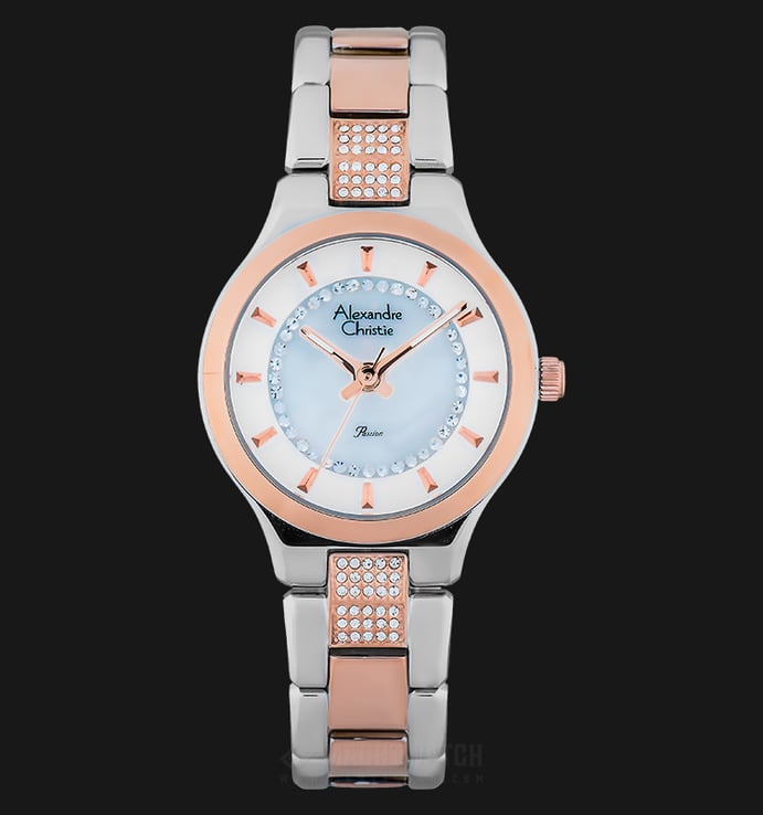 Alexandre Christie AC 2677 LH BTRSL Ladies Mother Of Pearl Dial Dual Tone Stainless Steel 