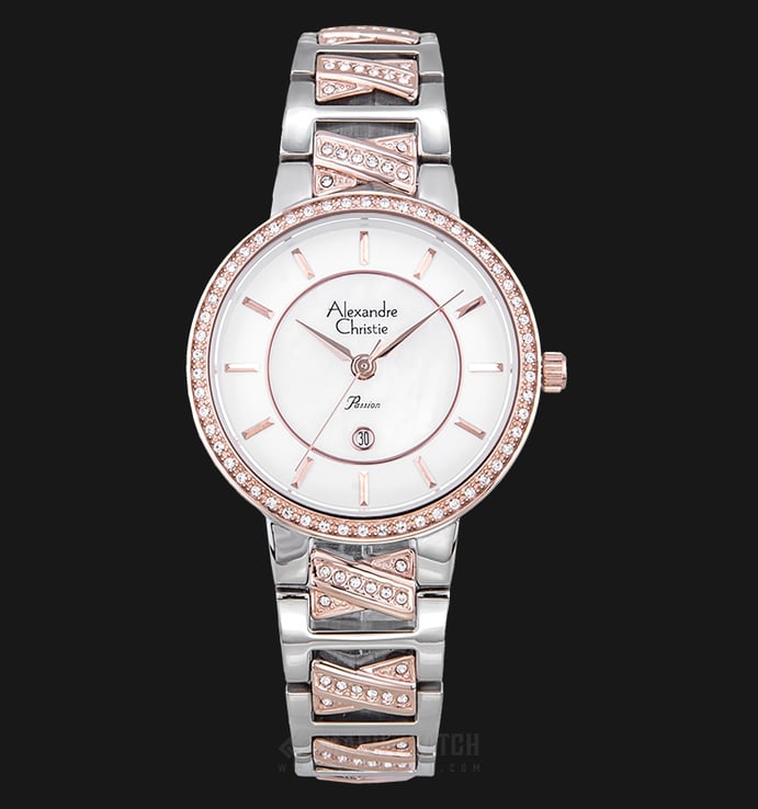 Alexandre Christie Passion AC 2680 LD BTRSL Ladies Mother of Pearl Dial Dual Tone Stainless Steel