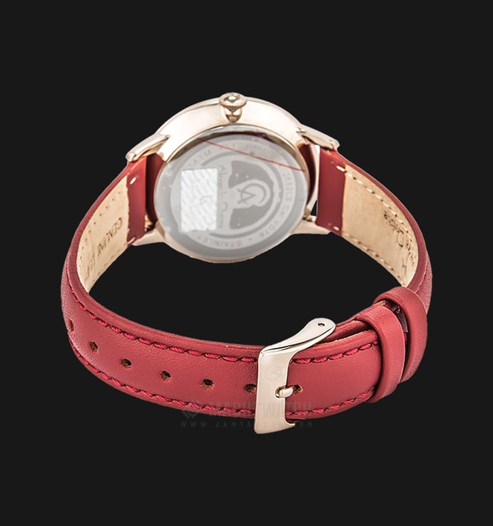 Alexandre Christie AC 2682 LS LCGSL Ladies White Dial Red Leather Strap