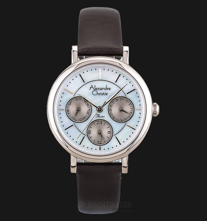 Alexandre Christie AC 2683 LF LCGMS Ladies Mother of Pearl Dial Brown Leather Strap