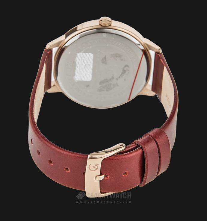 Alexandre Christie AC 2687 LH LCGCN Ladies Beige Dial Red-Brown Leather Strap